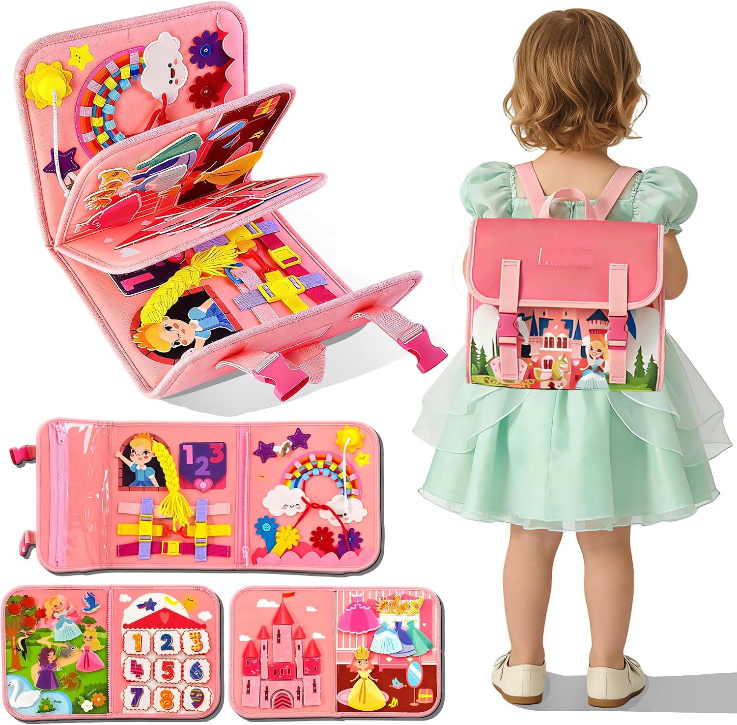Kids Quiet Toys - Eğlenceli Prenses Şatosu Aktivite Sırt Çantası｜Çocuklar